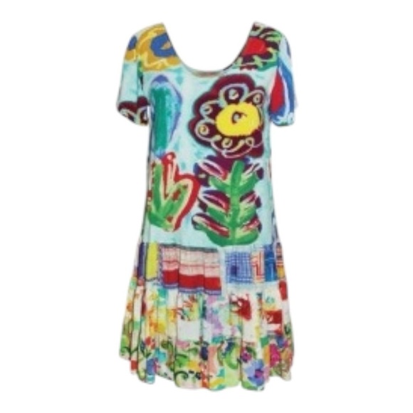 Jams World Flower Field Ruffle Hem Babydoll Hatti Dress - Multicolor -  Size XS - Picture 3 of 8